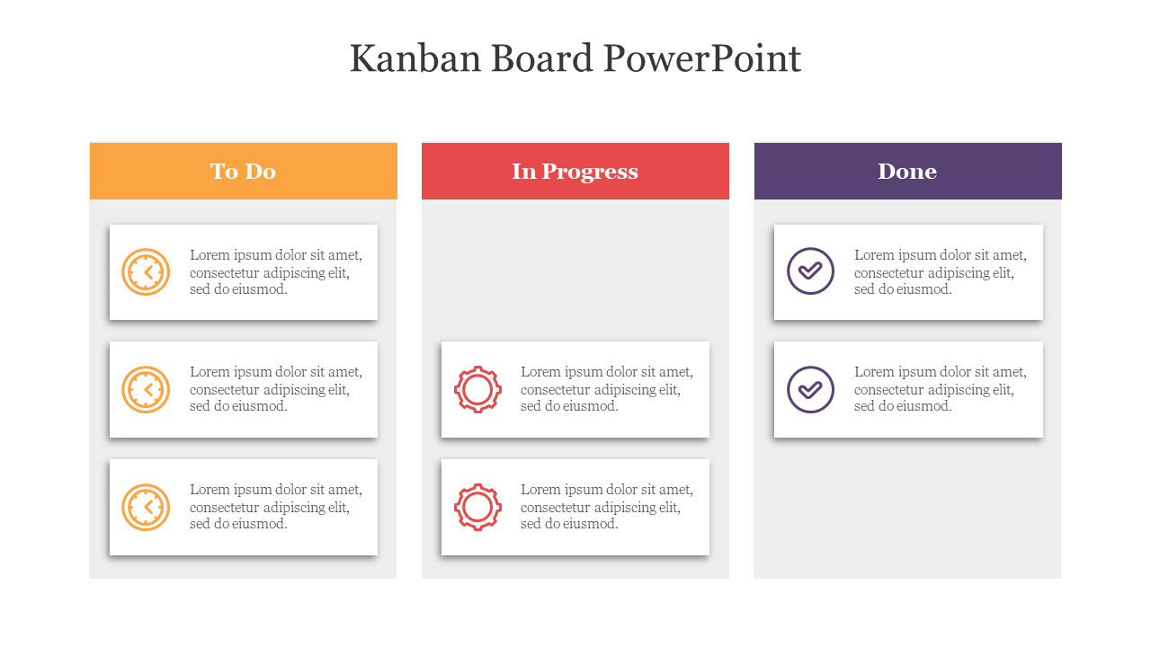 Kanban Board PowerPoint Template Presentation Slide
